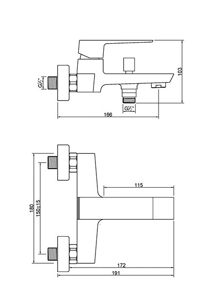 Tap INVENA Bath tub mixer PAROS chrome (BW-09-001-A) ...