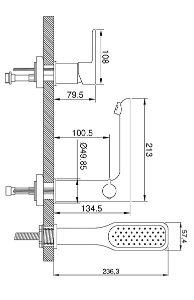 Tap INVENA 3-hole bath mixer DOKOS white (BW-19-S02-V) ...
