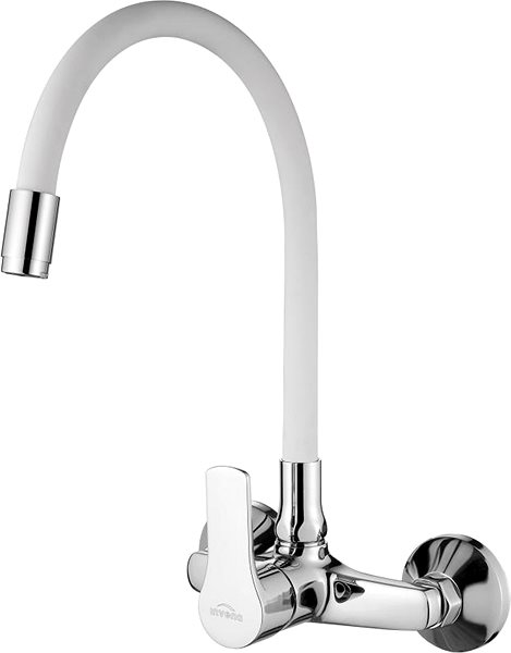 Tap INVENA Wall-mounted mixer VERSO flexible spout, white (BC-82-E2S-L) ...