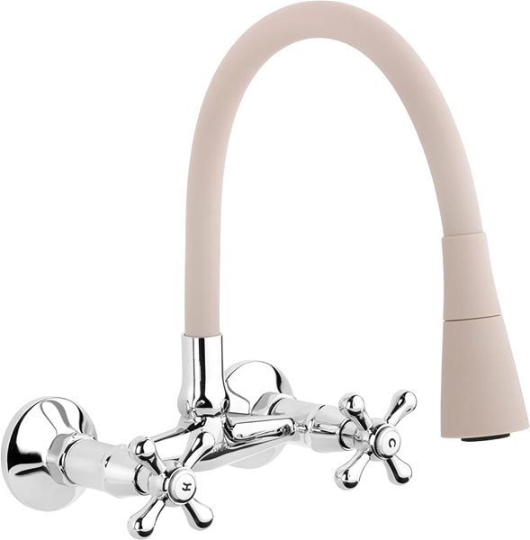 Tap INVENA Wall-mounted mixer ROMA flexible spout, beige (BC-24-E3S-L) ...