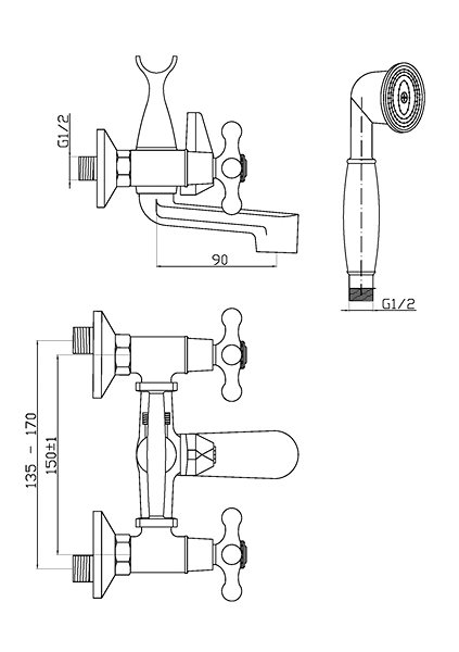 Tap INVENA Bath tub mixer ROMA (BW-21-00S-L) ...