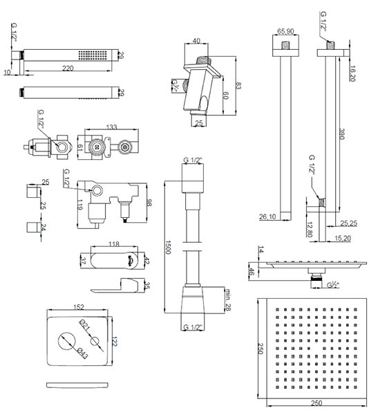 Tap INVENA 2-way wall mounted mixer set SIROS 010 (BS-90-010-A) ...