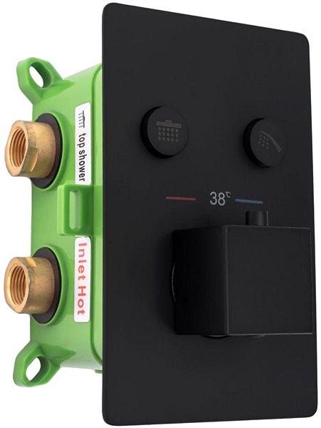 Tap REA Shower thermostatic set FENIX DAVIS black with thermostat + BOX (REA-P6357) ...