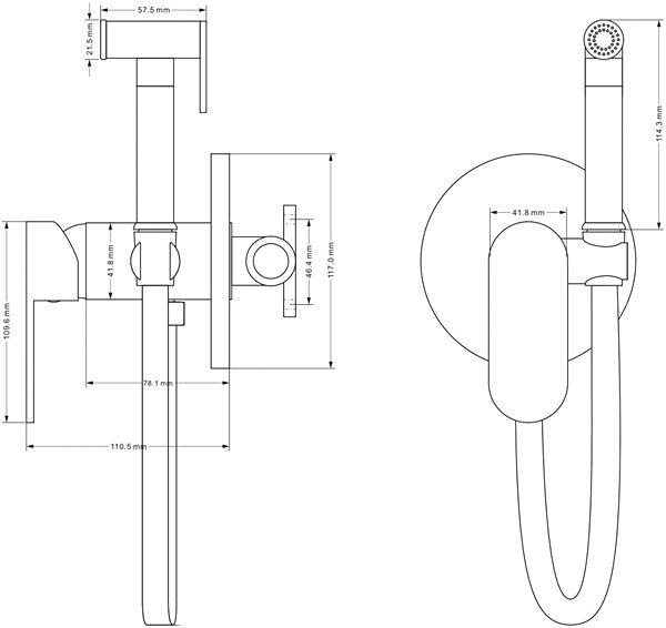 Tap MEXEN Milo Undermount bidet mixer, black (7599350-70) ...