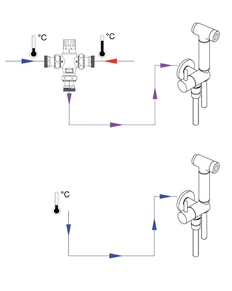 Tap DEANTE Bidetta black - Set with fixed holder, with angle coupling - hand shower holder (ANW_N51B) ...
