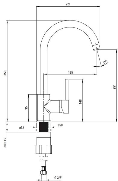 Tap DEANTE Milin black - Sink mixer (BEU_B62M) ...