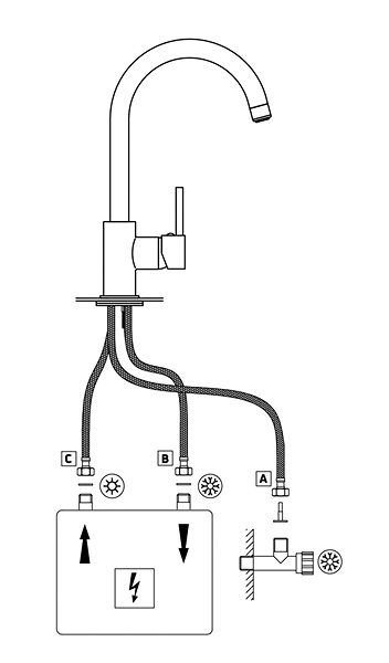 Tap DEANTE Sink mixer, low pressure, three-way - for connection to a heater (BEZ_062H) ...