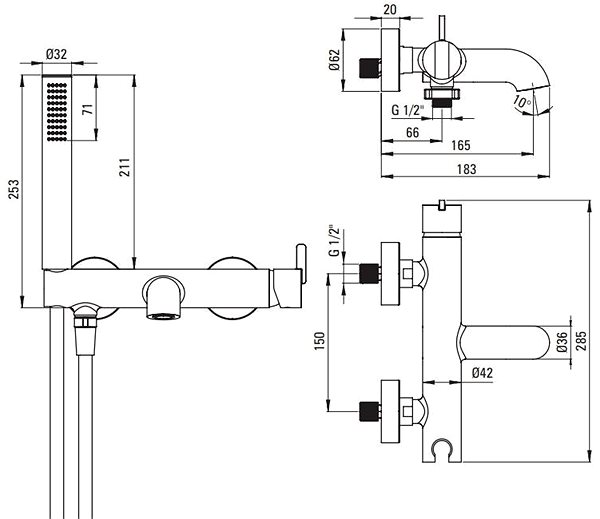 Tap DEANTE Silia nero Bathroom mixer with shower set (BQS_N11M) ...