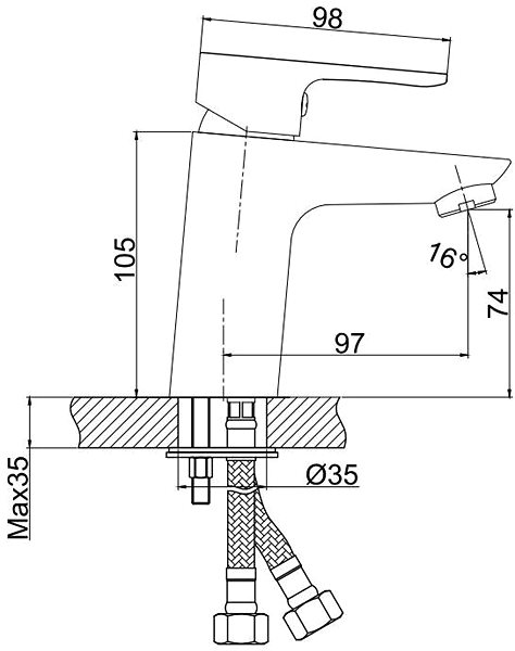Tap CERSANIT CERSANIA pedestal basin mixer, incl. waste, chrome (S951-232) ...