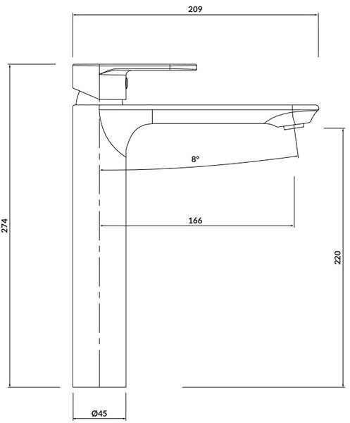 Tap CERSANIT Crea high basin mixer, black (S951-332) ...