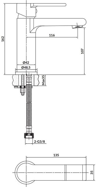 Tap CERSANIT VERSO basin mixer, incl. plastic click-clack stopper (S951-404) ...