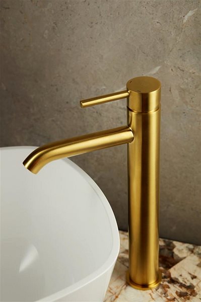 Tap KFA MOZA basin mixer, brushed gold + click/clack (5032-612-31) ...