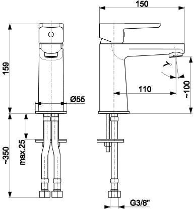 Tap KFA NARVA pedestal basin mixer, black + click/clack (5222-815-81) ...
