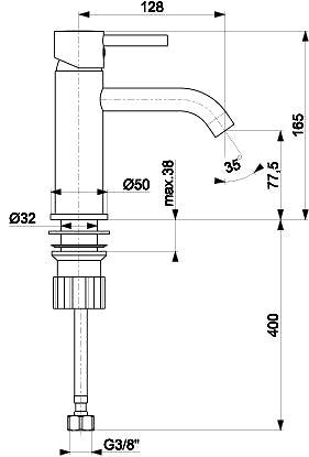 Tap KFA NEDA pedestal basin mixer, black + click/clack (5822-815-81) ...