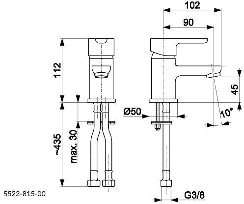 Tap KFA GRANAT pedestal basin mixer, chrome + with spout (5522-815-00) ...