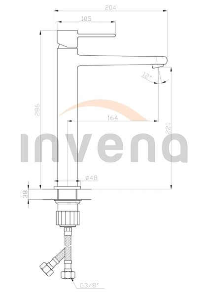 Tap INVENA Glamour Trend high basin mixer, black (BU-02-W04-V) ...