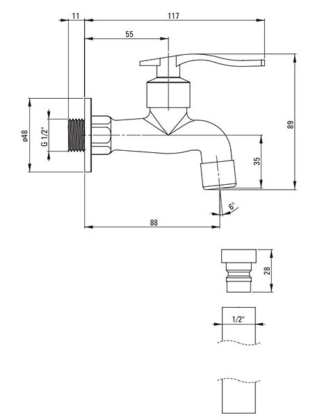 Tap DEANTE Wall-mounted mixer valve, with lever, for cold or mixed water (BEZ_122L) ...