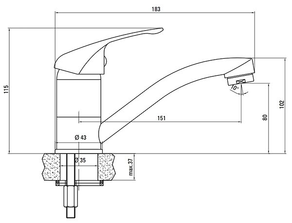 Tap DEANTE Lobo chrome - basin mixer with swivel spout (BYU_026M) ...
