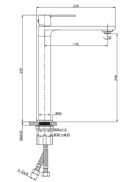 Tap CERSANIT Standing high basin mixer VIRGO, black (S951-590) ...