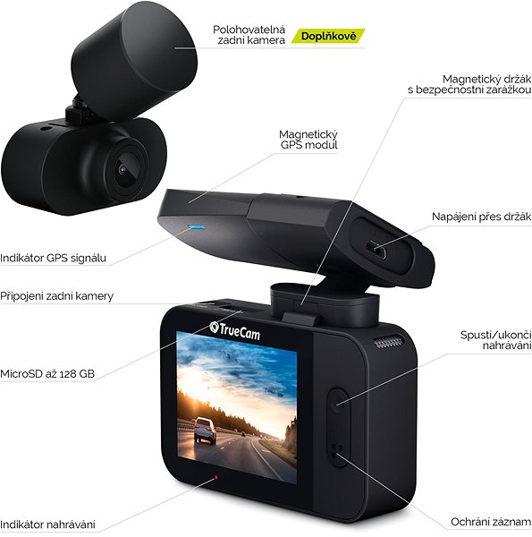 Autós kamera TrueCam M11 GPS 4K (sebességmérő radar figyelmeztetéssel) Jellemzők/technológia