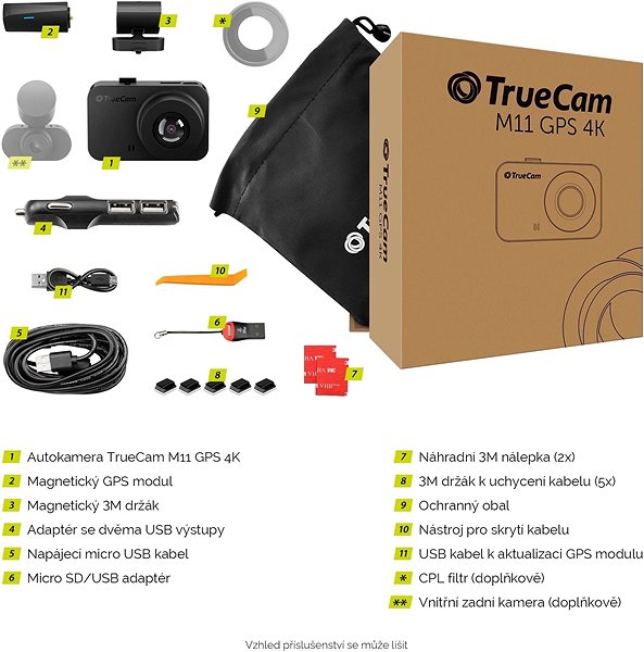Dash Cam TrueCam M11 GPS 4K (with Radar Reporting) Package content