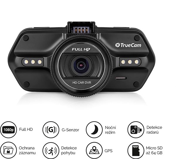 Autós kamera TrueCam A5s GPS (radar figyelmeztetés) Jellemzők/technológia