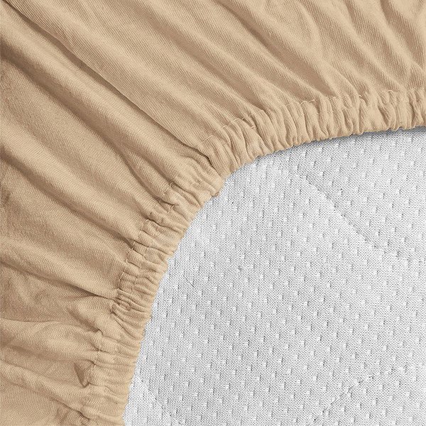 Lepedő Kaptan Jersey lepedő STANDARD 180 × 200 cm, krémszínű ...