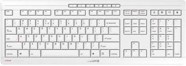 Keyboard and Mouse Set CHERRY STREAM DESKTOP RECHARGE White-Grey - UK Keyboard