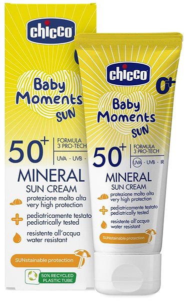 CHICCO Baby Sunscreen with Minerals SPF50+ , 75ml, 0m+ .