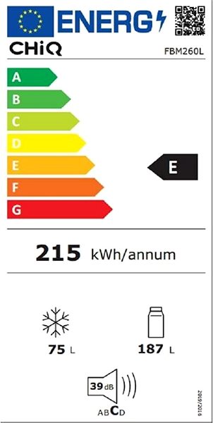 Hűtőszekrény CHiQ FBM260L Energia címke