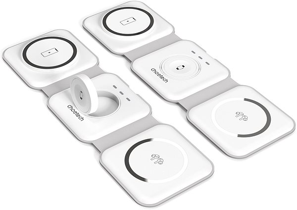 Okosóra töltő ChoeTech 3in1 Foldable Magnetic wireless charger station for iPhone 12 / 13 / 14 series, AirPods Pro ...