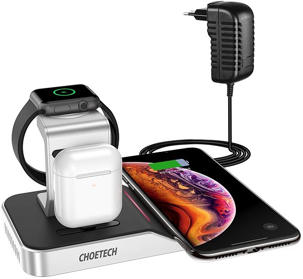 Vezeték nélküli töltő ChoeTech 4 in 1 MFi Wireless Charging Dock for iPhone + Apple Watch + AirPods Jellemzők/technológia