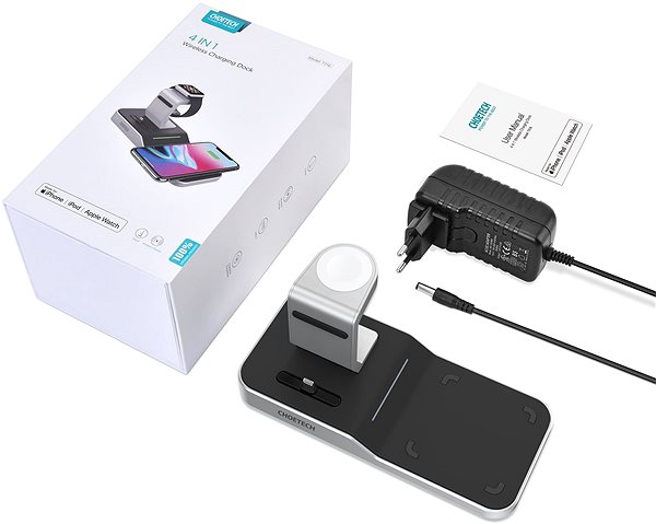 Kabelloses Ladegerät ChoeTech 4 in 1 MFi Wireless Charging Dock for iPhone + Apple Watch + AirPods Packungsinhalt