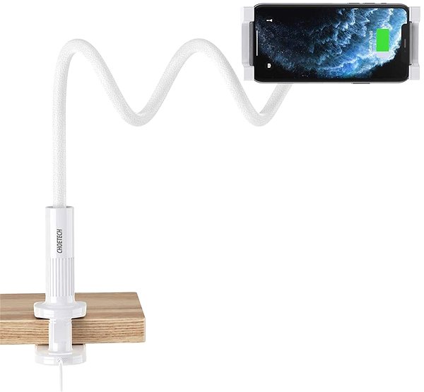 Handyhalterung ChoeTech 2in1 Phone Holder with Flexible Long Arm and 15W Wireless Charger White Mermale/Technologie