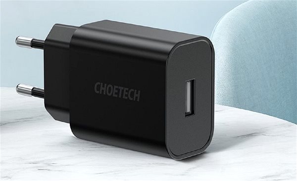 AC Adapter ChoeTech Smart USB Wall Charger 12W Black Lifestyle