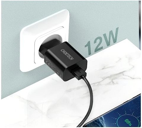 Netzladegerät ChoeTech Smart USB Wall Charger 12W Black Mermale/Technologie