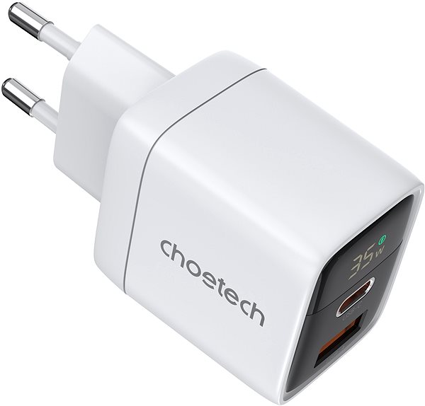 AC Adapter ChoeTech PD35W GAN Dual A+C ports Display wall charger-white ...