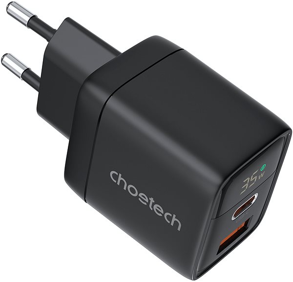 AC Adapter ChoeTech PD35W GAN Dual A+C ports Display wall charger-black ...