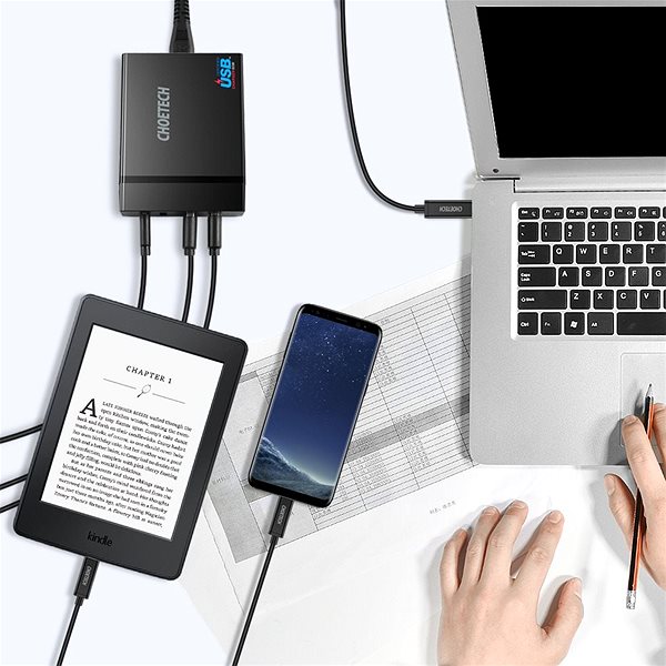 Ladegerät ChoeTech Multi Charge USB-C PD 60W + 3x USB-A Charging Station Lifestyle