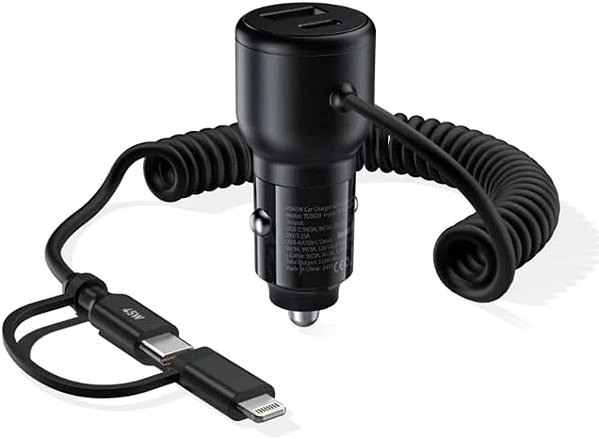 Car Charger ChoeTech 110W USB-C+USB-A Fast car charger with Stretchable cable ...