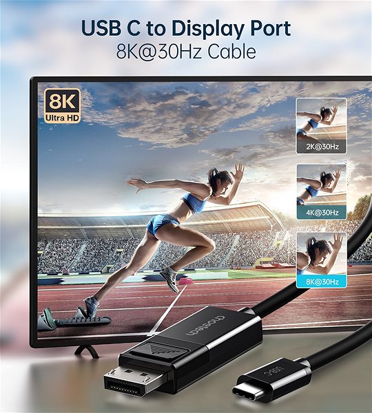 Video Cable ChoeTech Type-C (USB-C) to DisplayPort (DP) 8K Duplex Transmission Cable 1.8m Black Features/technology