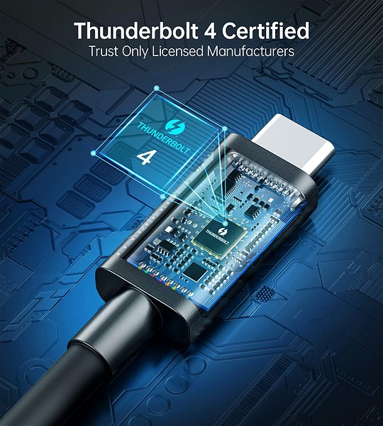 Datenkabel Choetech Thunderbolt 4 USB-C 40Gbps Cable 0.8m Black Mermale/Technologie