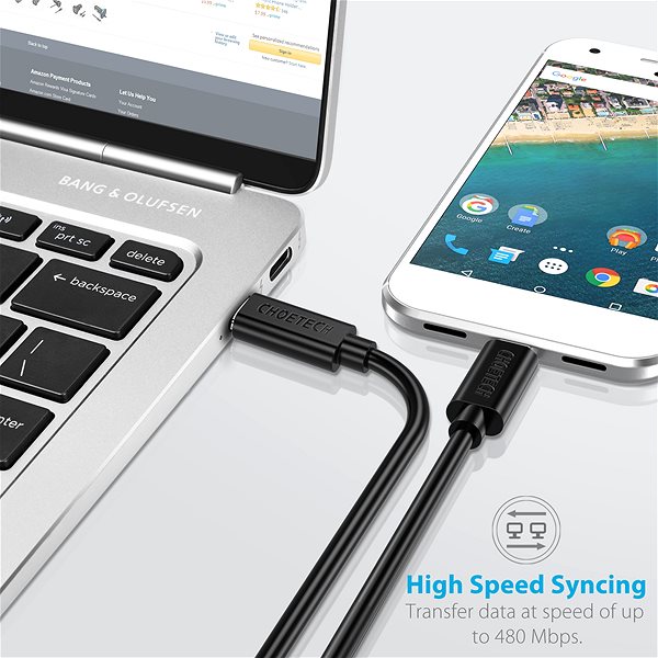 Adatkábel ChoeTech Type-C (USB-C <-> USB-C) Cable 0.5m Csatlakozási lehetőségek (portok)