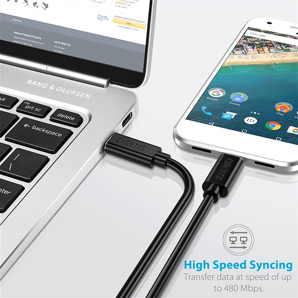 Adatkábel ChoeTech Type-C (USB-C <-> USB-C) Cable 1m Csatlakozási lehetőségek (portok)