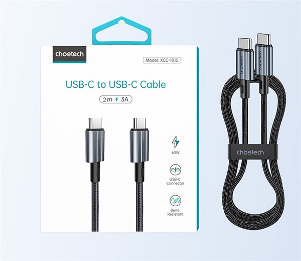 Datenkabel ChoeTech USB-C PD 60W Nylon Cable, 2m ...