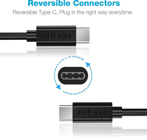 Adatkábel ChoeTech Type-C (USB-C to USB-C) Cable 2m Jellemzők/technológia