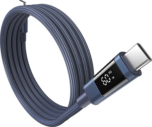 Data Cable ChoeTech PD60W USB-C to USB-C Digital Display 1.2m Magnet Nylon Cable Dark blue ...
