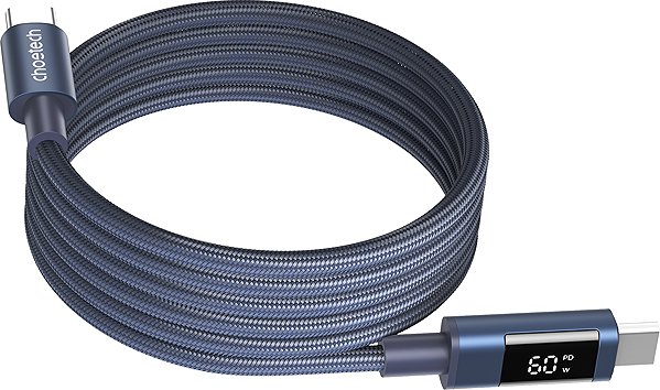 Data Cable ChoeTech PD60W USB-C to USB-C Digital Display 1.2m Magnet Nylon Cable Dark blue ...
