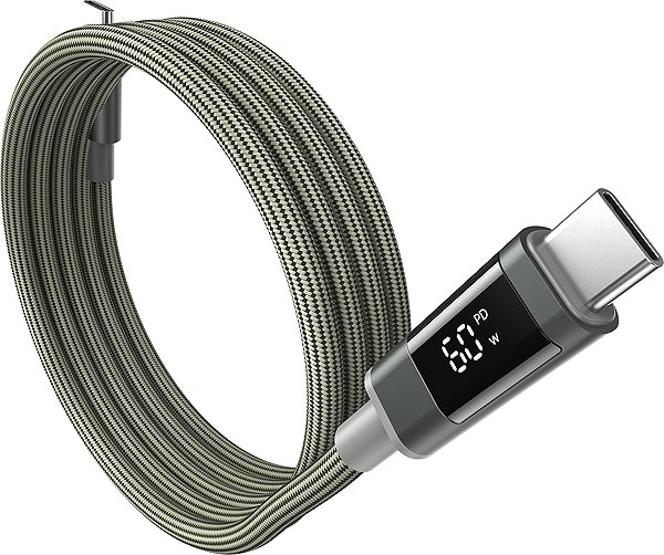 Data Cable ChoeTech PD60W USB-C to USB-C Digital Display 1.2m Magnet Nylon Cable Dark green ...