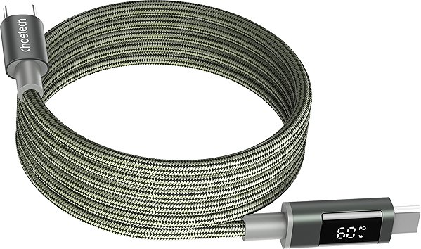 Data Cable ChoeTech PD60W USB-C to USB-C Digital Display 1.2m Magnet Nylon Cable Dark green ...